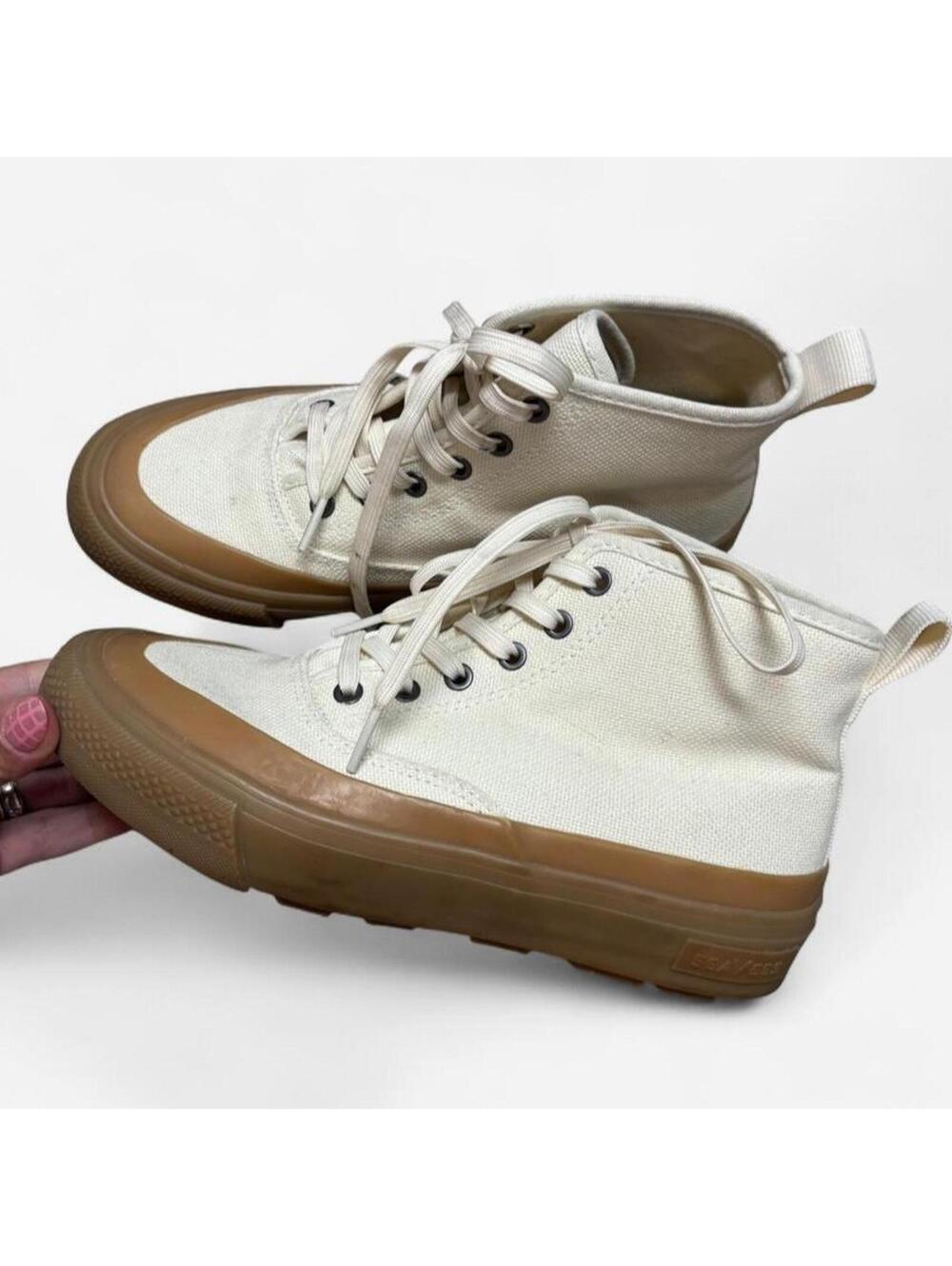 Seavees High Top Cream Rubber Gum Sole Sneakers